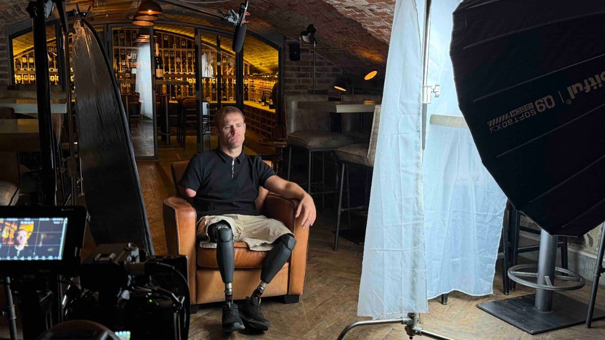Mark Ormrod on set, filming Unbreakable